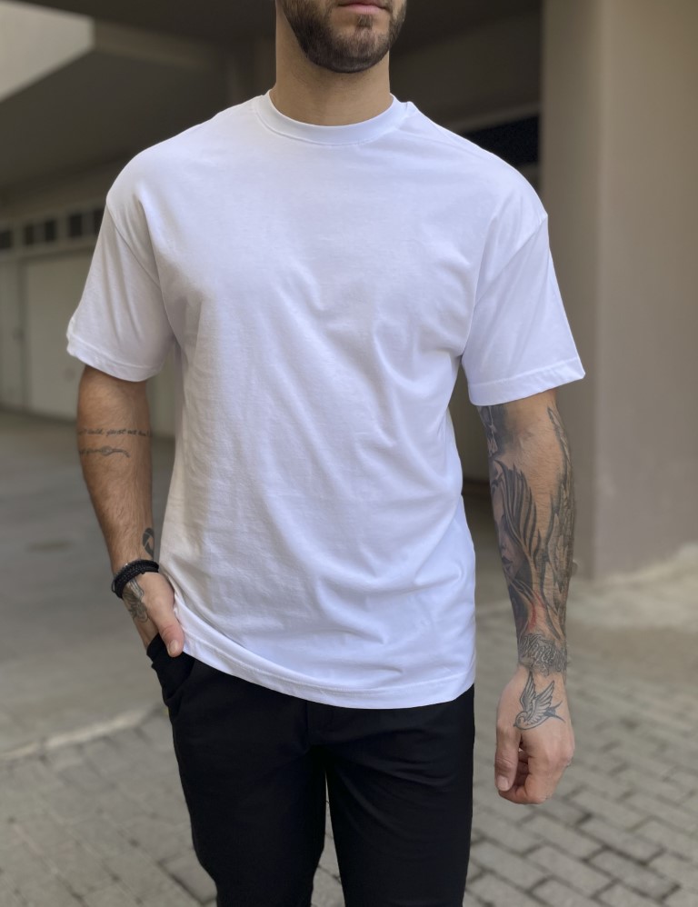 Marrakech Ανδρική λευκή κοντομάνικη μπλούζα Oversized TST0426W